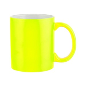 Fluorescenčný hrnček žltý matný - potlač