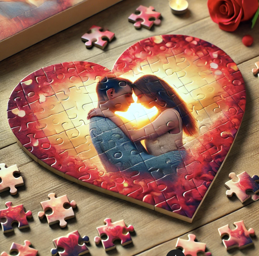 Puzzle srdce s vlastnou potlačou