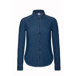 Denim keprová blúzka s dlhým rukávom b&c s vlastnou potlačou