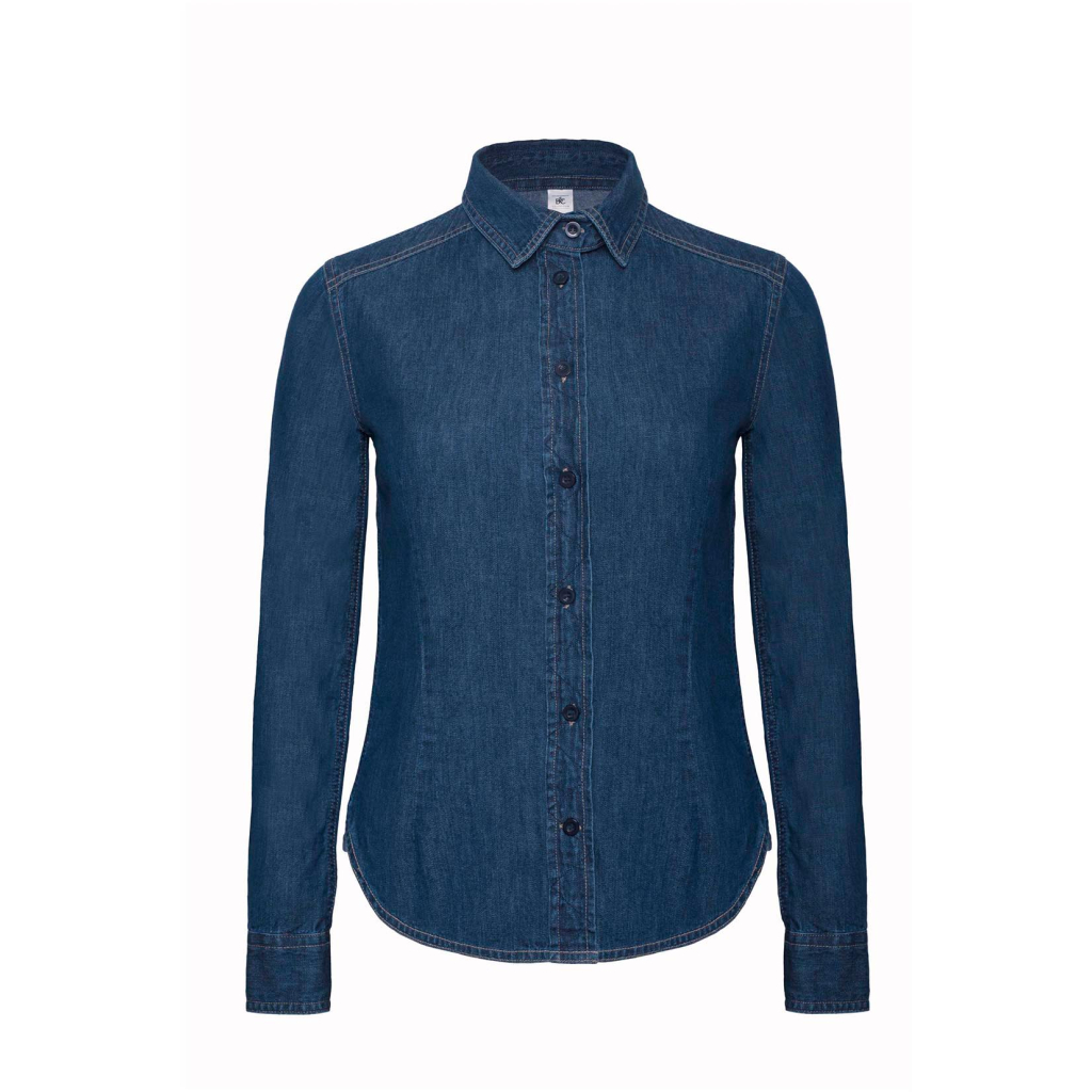 Denim keprová blúzka s dlhým rukávom B&C | DNM Vision /women 1 Denim keprová blúzka s dlhým rukávom b&c s vlastnou potlačou