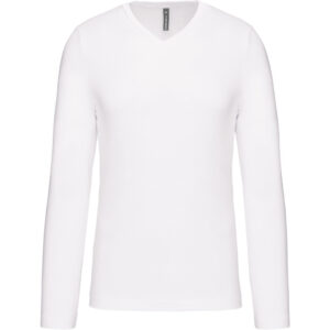 Pánske tričko s výstrihom do v, dlhý rukáv kariban | k 358 s vlastnou potlačou