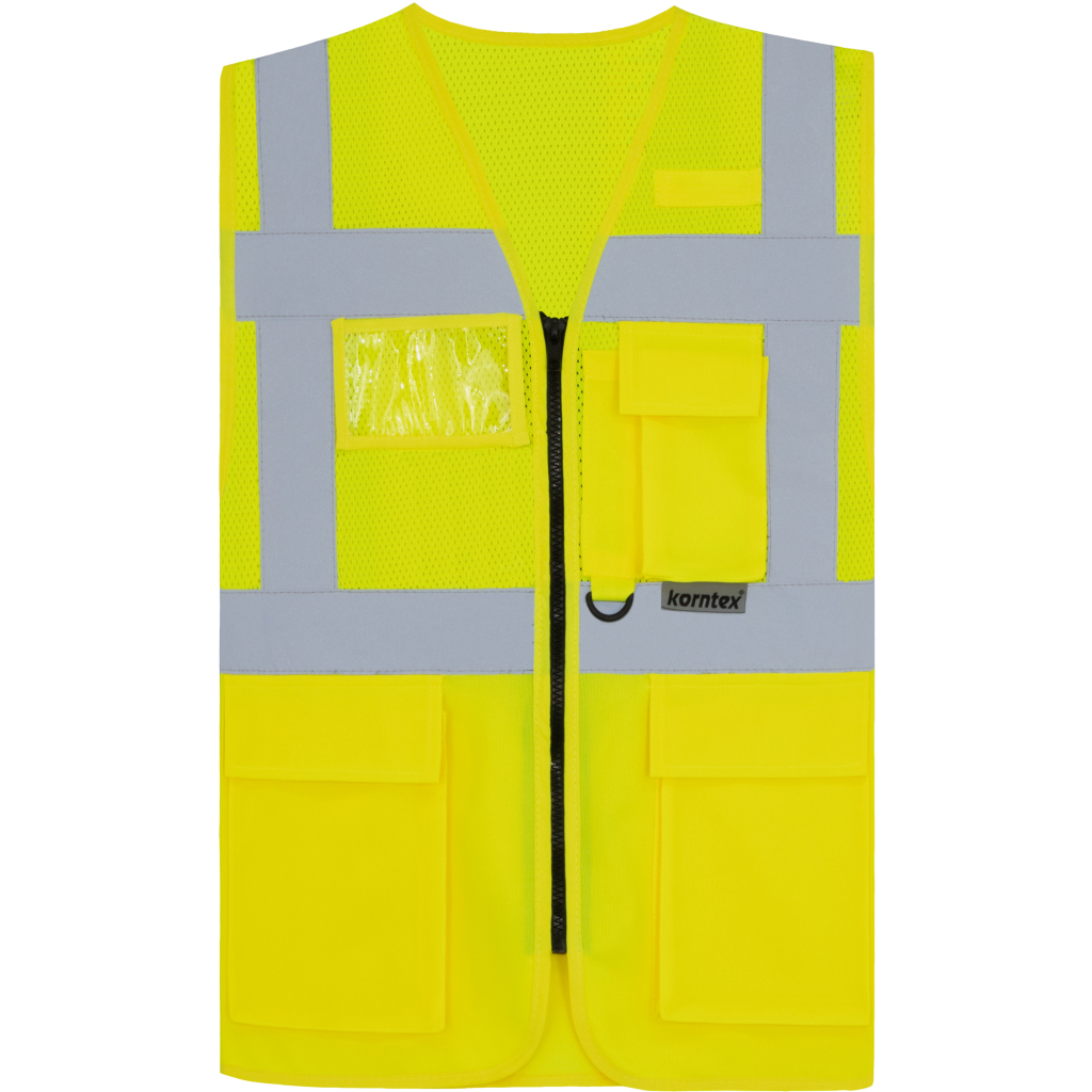 Hi-Vis multifunkčná vesta Korntex | KXEXQ – Athens 1 Hi-vis multifunkčná vesta korntex | kxexq – athens s vlastnou potlačou