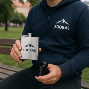 EDORAS Vrecková fľaštička so 4 panákmi a lievikom (220 ml) 3 EDORAS Vrecková fľaštička so 4 panákmi a lievikom (220 ml) – Obrázok 3