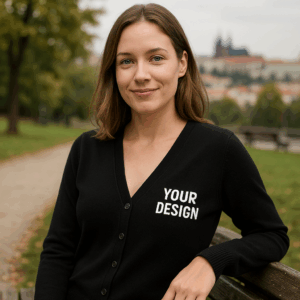 Dámsky pletený cardigan s výstrihom do V Russell | 715F 3 Dámsky pletený cardigan s výstrihom do V Russell | 715F – Obrázok 3