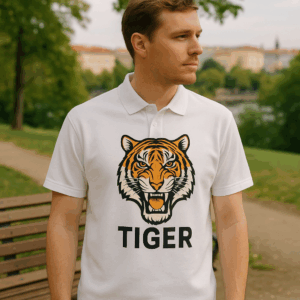 Piqué polokošeľa z ťažkej bavlny "Tiger" Neutral | T 20090 3 Piqué polokošeľa z ťažkej bavlny "Tiger" Neutral | T 20090 – Obrázok 3