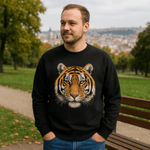 Mikina z ťažkej bio IC bavlny "Tiger" Neutral | T 63001 3 Mikina z ťažkej bio IC bavlny "Tiger" Neutral | T 63001 – Obrázok 3